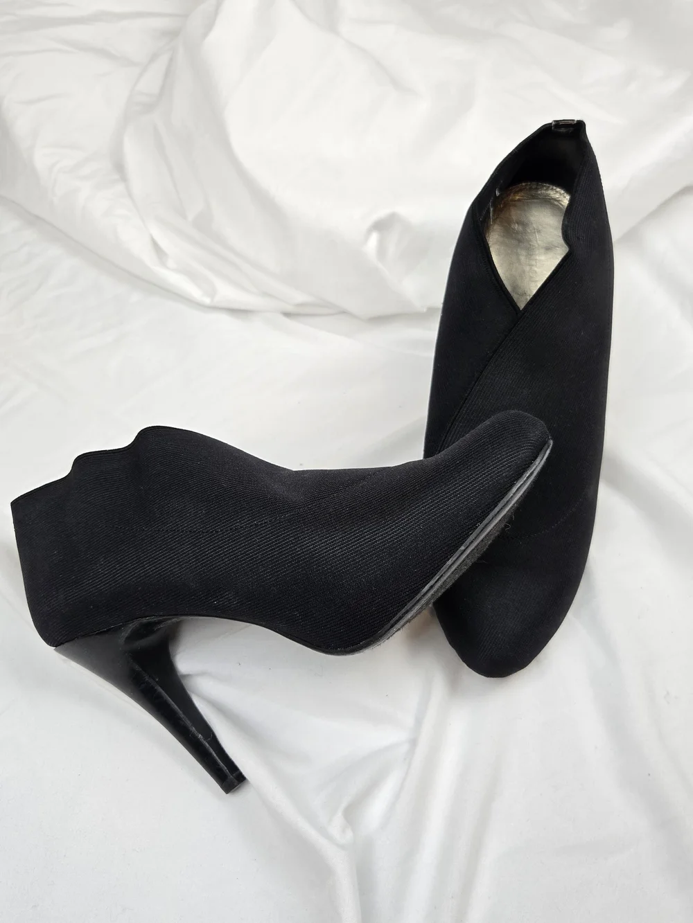 Antonio Melani Black Stretch Fabric Ankle Bootie Stiletto Heel Women's Size 7.5